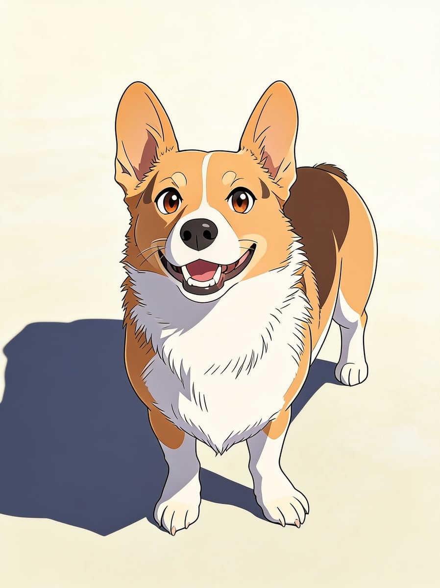 The corgi in the Japanese anime style