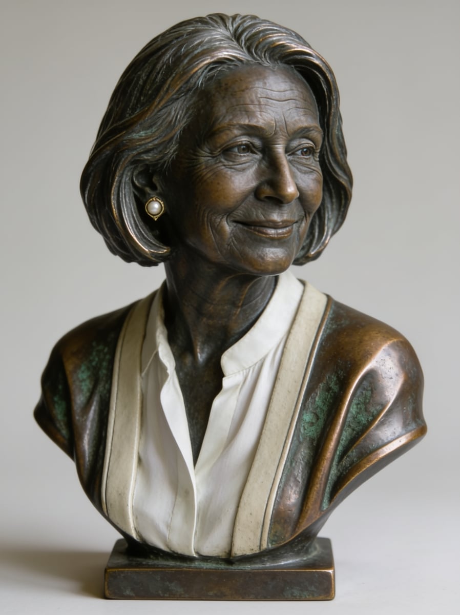 Portrait as an aged bronze statue