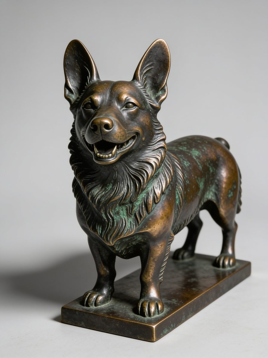 Pet as an aged bronze statue