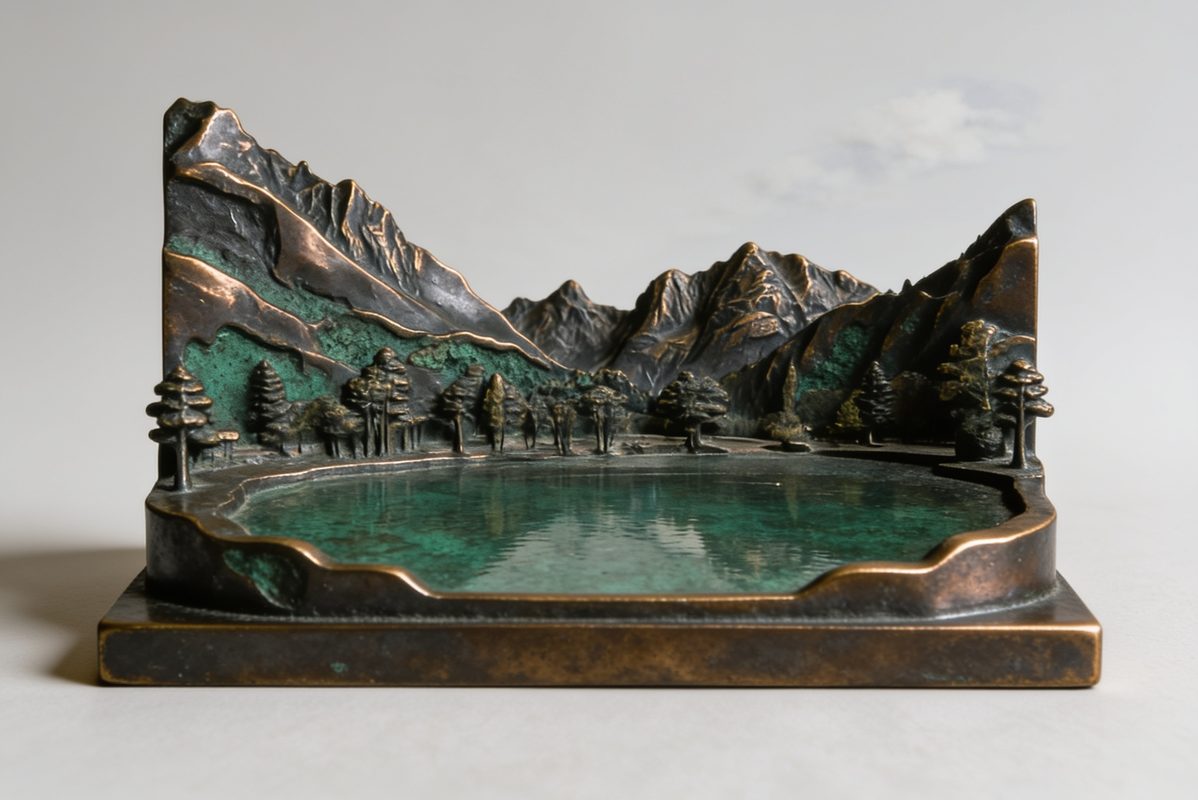 Landscape as an aged bronze statue