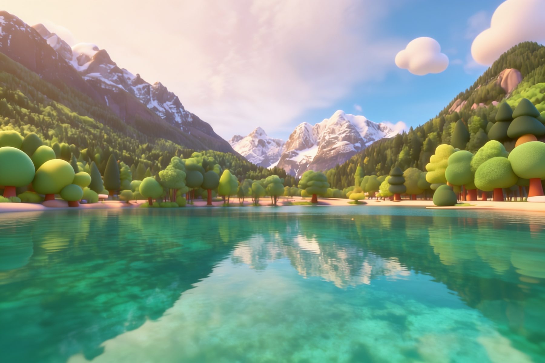 Landscape in the 3D animated cartoon style