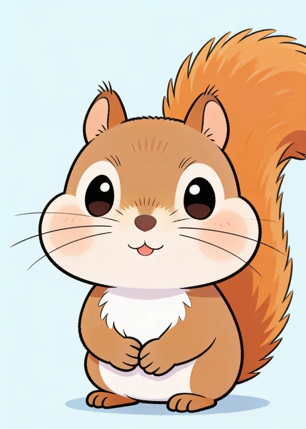 The squirrel as a chibi cartoon