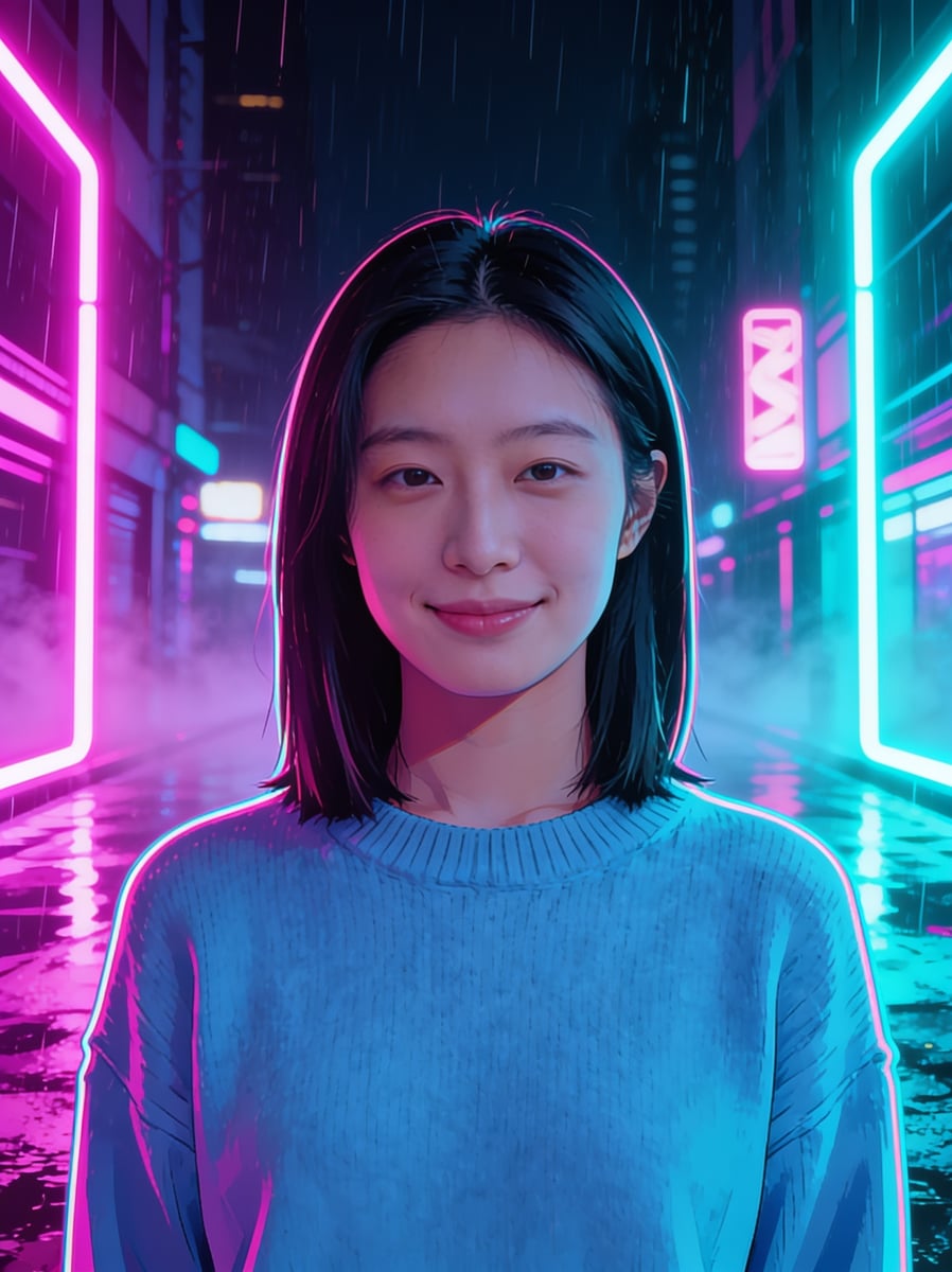 Portrait in the neon cyberpunk style