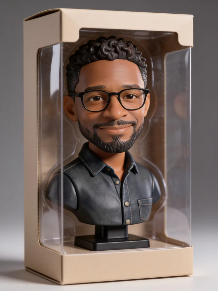 The portrait as a 3D figure in a display box