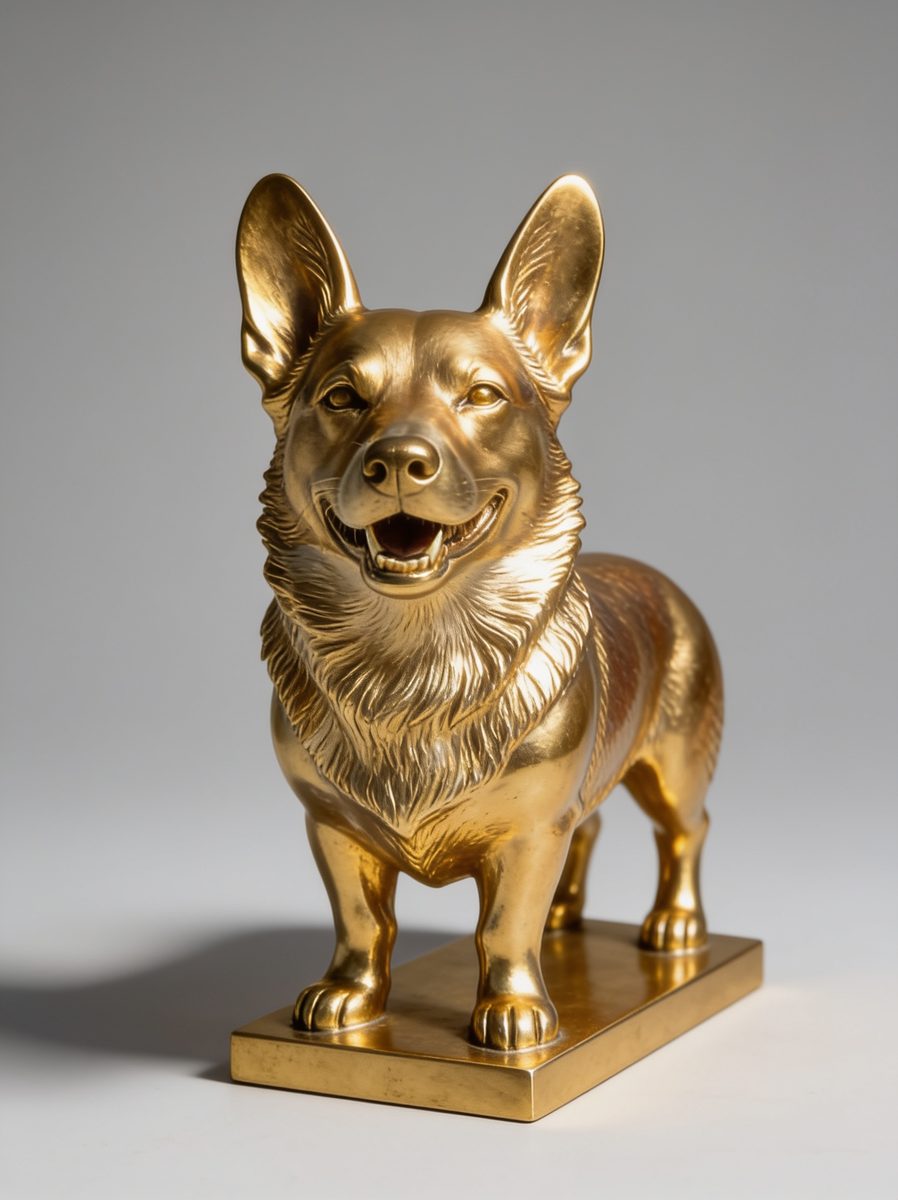 Pet as a gilded gold statue
