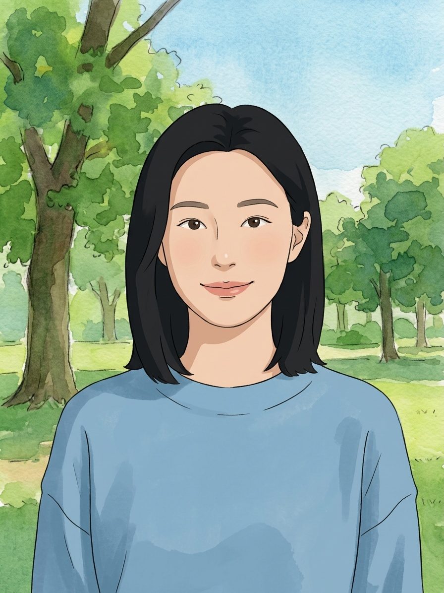 Portrait in the hand-drawn animation film style