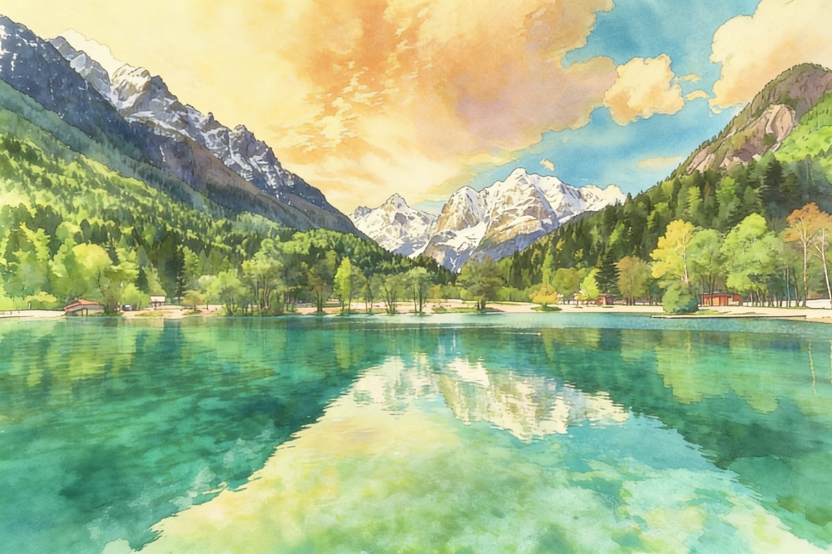 Landscape in the hand-drawn animation film style