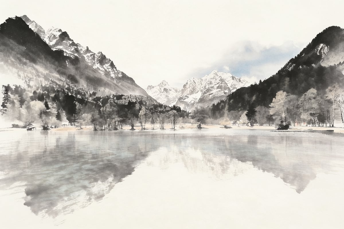 Landscape in the ink wash style