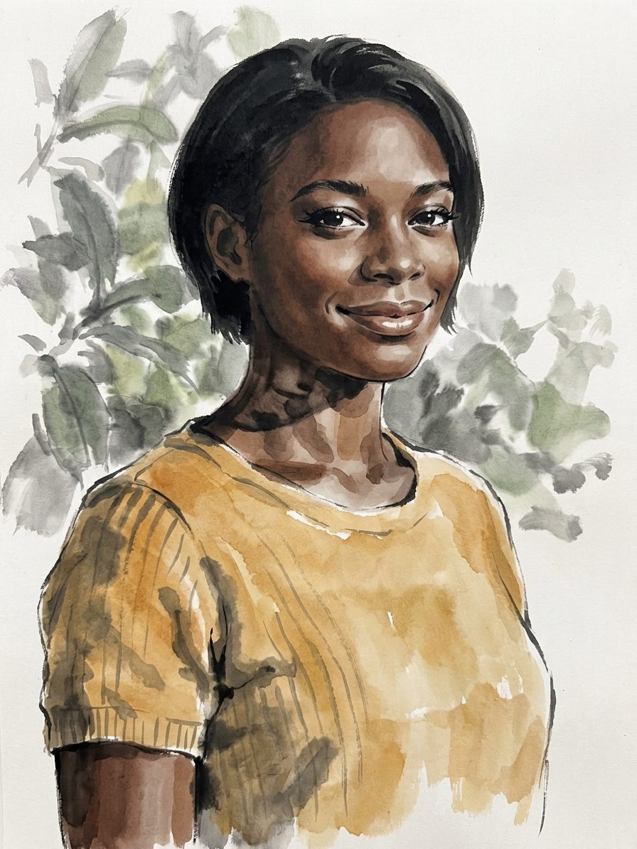 Portrait in the ink wash style
